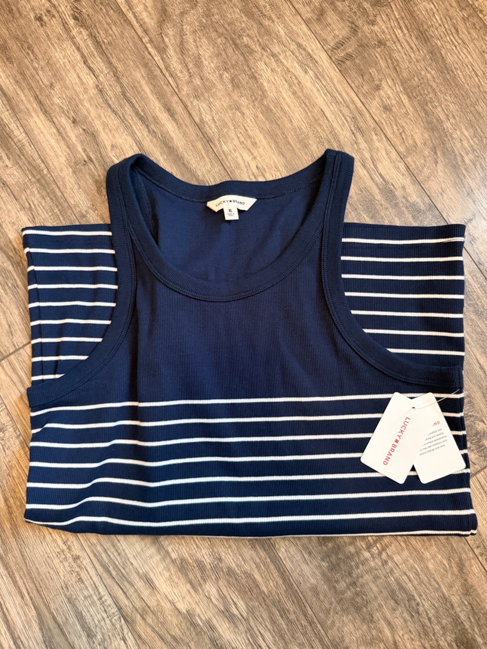 Lucky Brand Navy and White Striped Sleeveless Tank